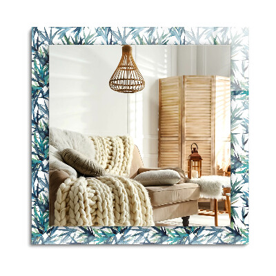 Téglalap tükör fali dísz Akvarell bambusz levelek