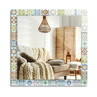 Téglalap tükör fali dísz Színes csempe minták