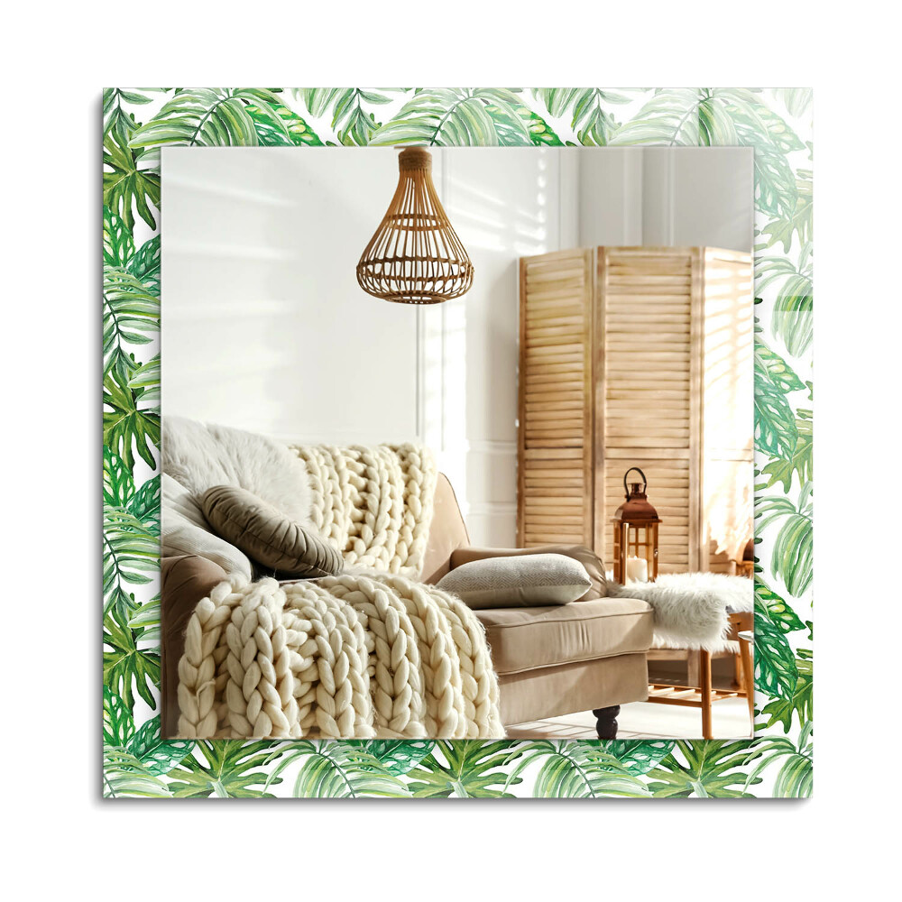 Téglalap díszes tükör Zöld trópusi levelek