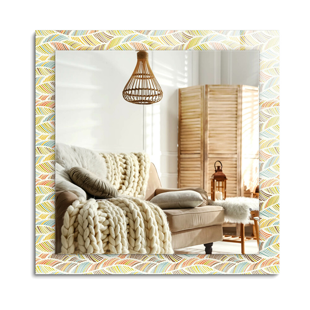 Téglalap dísztükör Színes hullámok a levelek