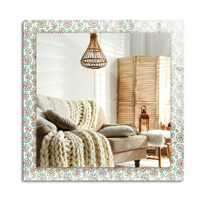 Téglalap díszes tükör Színes kör minta