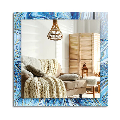 Téglalap tükör díszítéssel Absztrakt kék minta