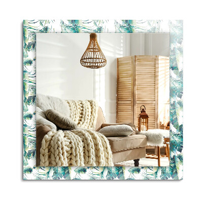 Téglalap dísztükör Zöld trópusi levelek