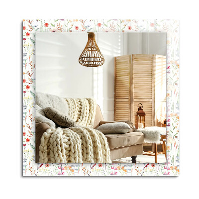 Téglalap tükör fali dísz Virágos akvarell minta