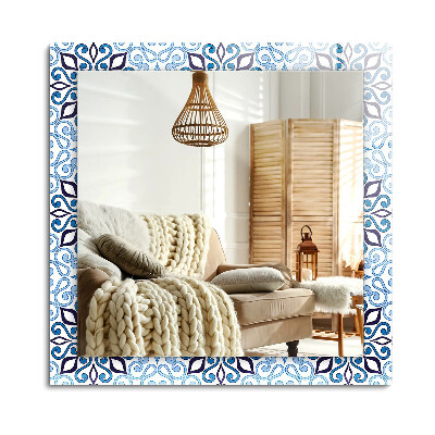 Téglalap tükör díszítéssel Kék díszítő minta