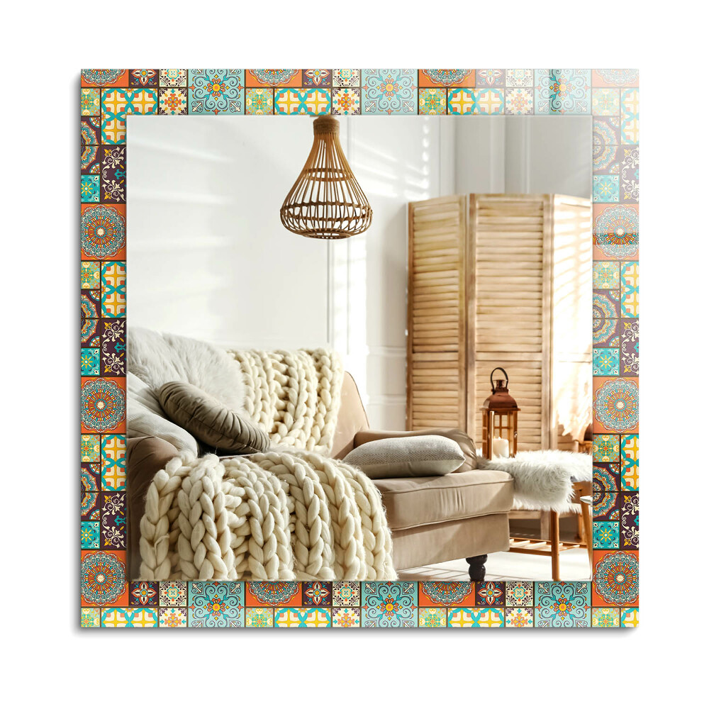 Téglalap tükör fali dísz Színes mozaik csempe