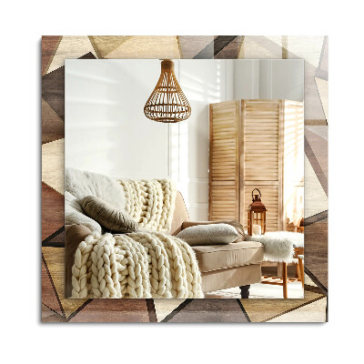 Téglalap díszes tükör Fából készült geometrikus minták