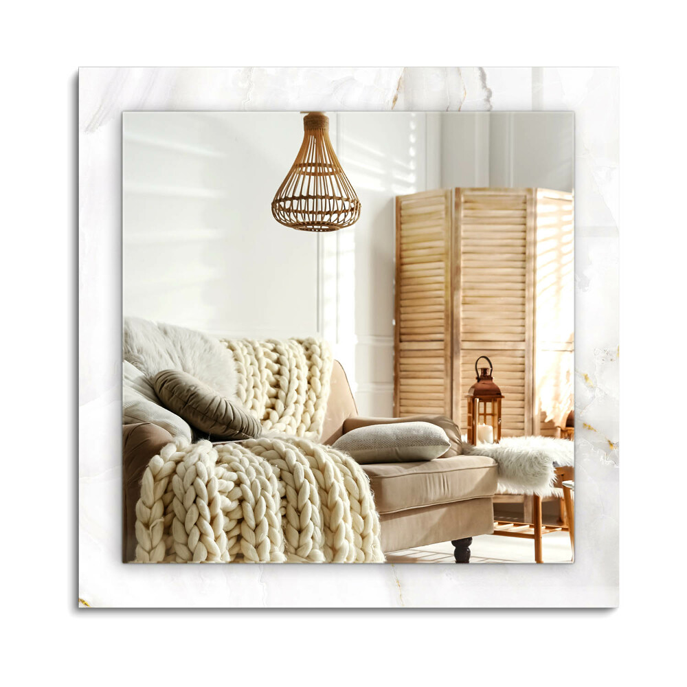 Téglalap díszes tükör Fehér márvány minta