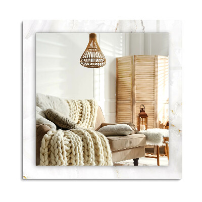 Téglalap díszes tükör Fehér márvány minta