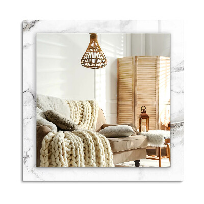 Téglalap díszes tükör Fehér márvány minta