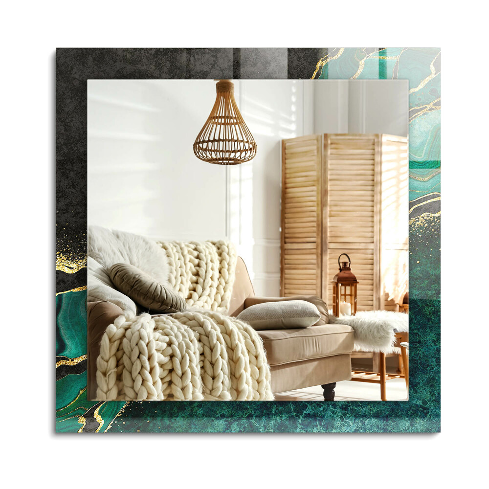 Téglalap tükör fali dísz Zöld absztrakt minták