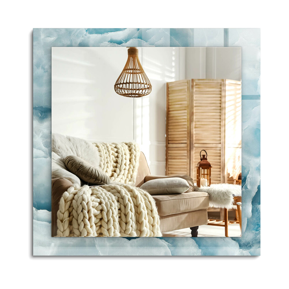 Téglalap dísztükör Kék márvány textúra