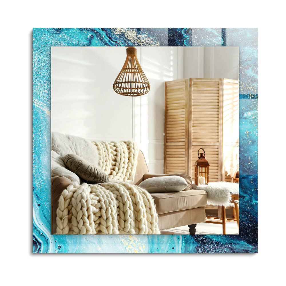 Téglalap dísztükör Absztrakt kék művészet