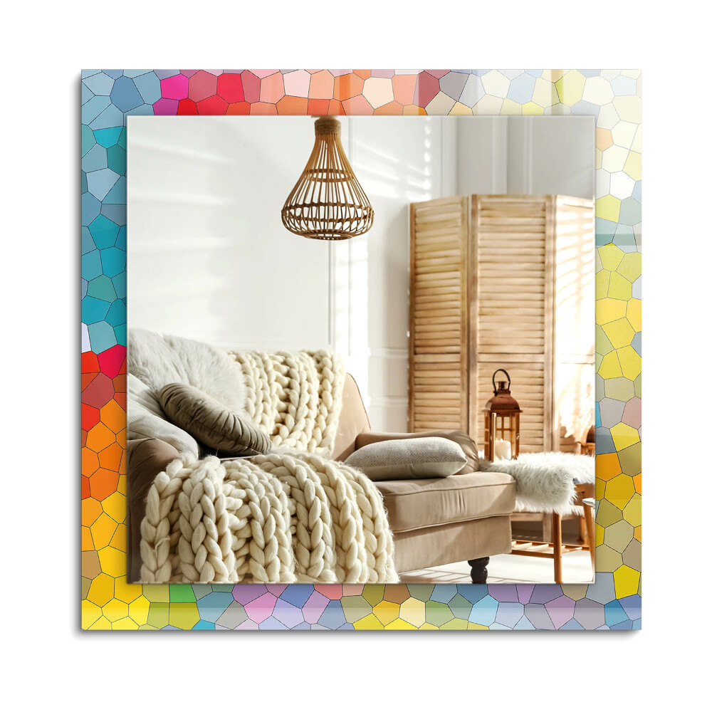 Téglalap tükör fali dísz Színes absztrakt mozaik