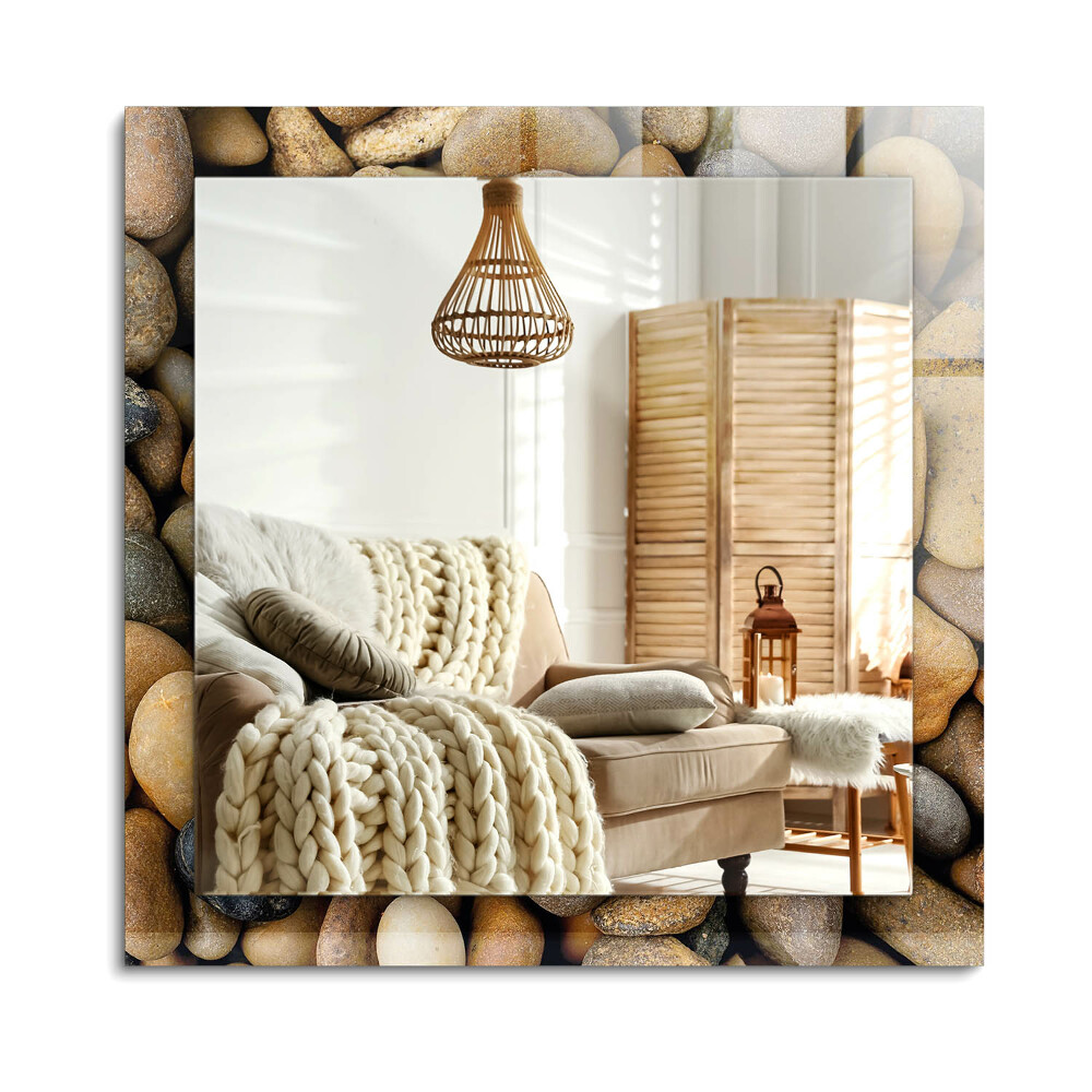 Téglalap tükör fali dísz Színes sima kövek