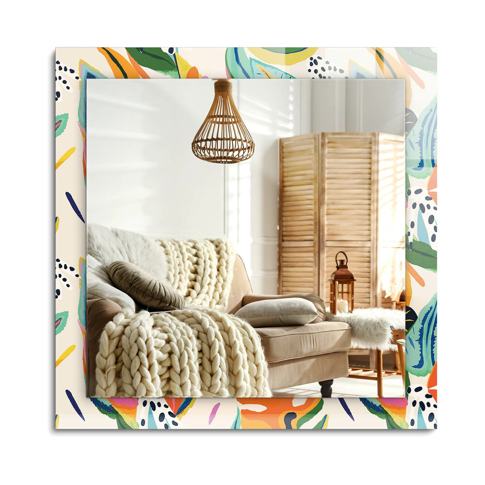 Téglalap dísztükör Színes levelek minta