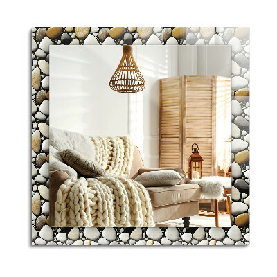 Téglalap tükör díszítéssel Kövek mintás textúra