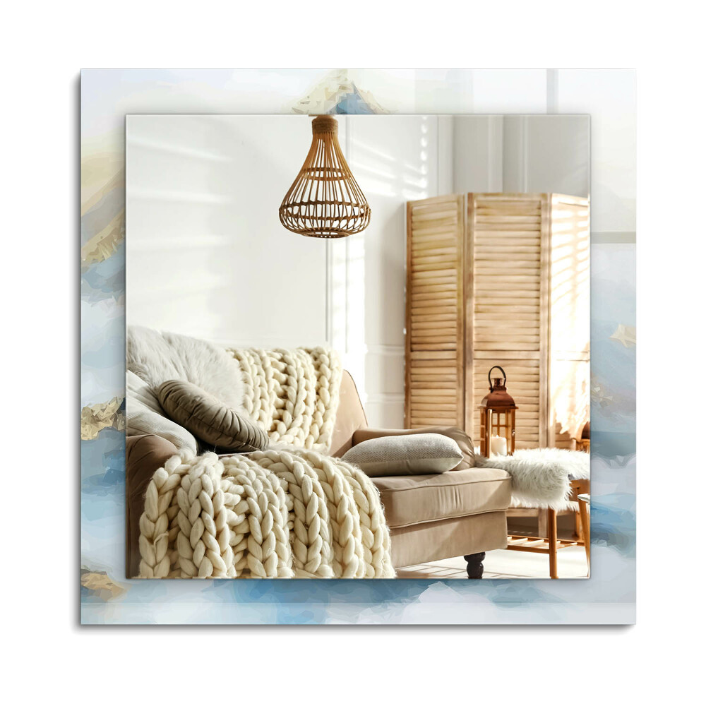 Téglalap tükör díszítéssel Hegyek a ködben