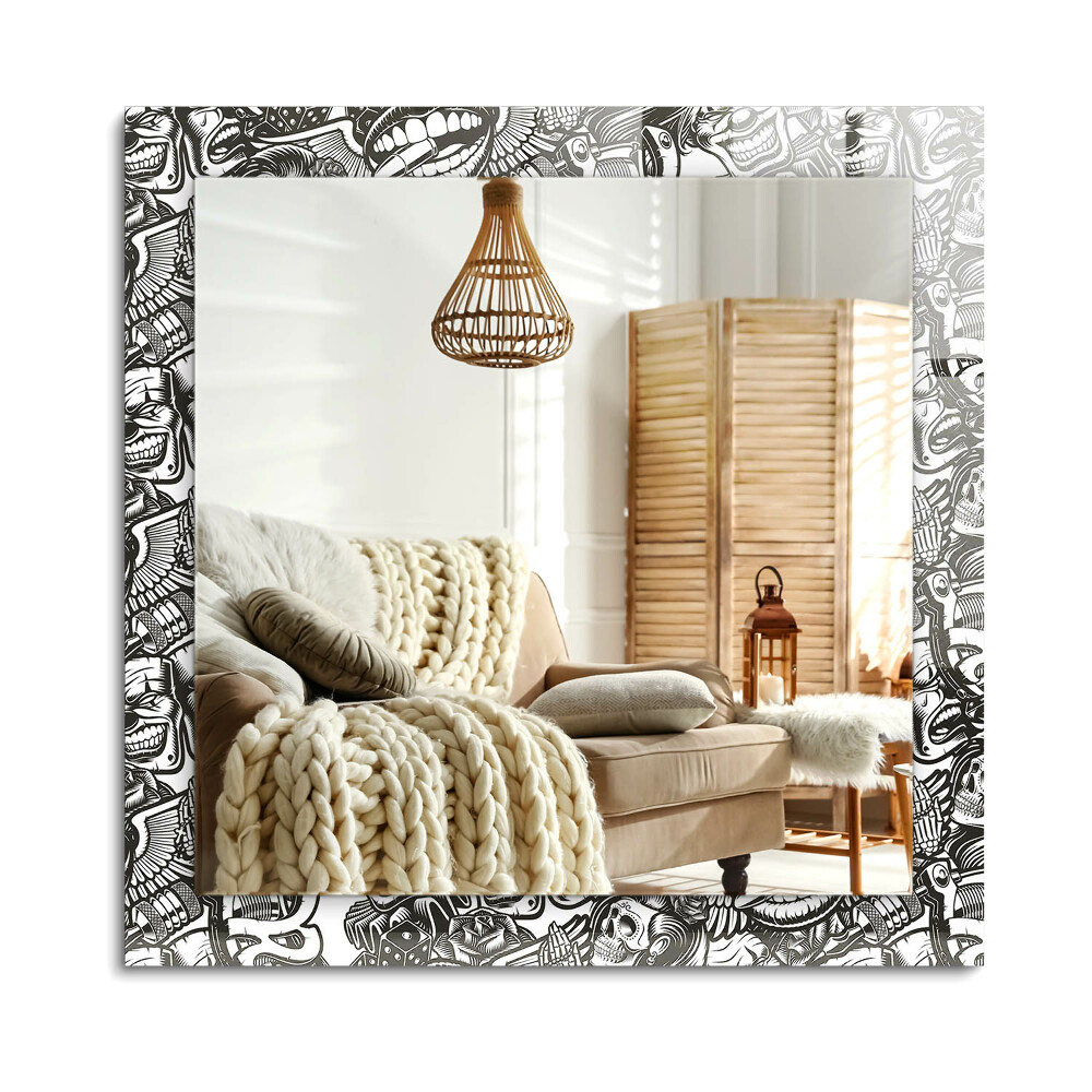 Téglalap tükör díszítéssel Fekete-fehér minták