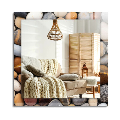 Téglalap tükör díszítéssel Színes sima kövek