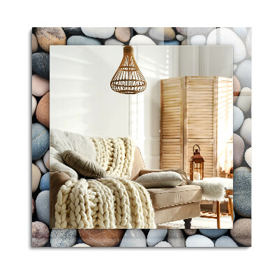 Téglalap dísztükör Színes sima kövek