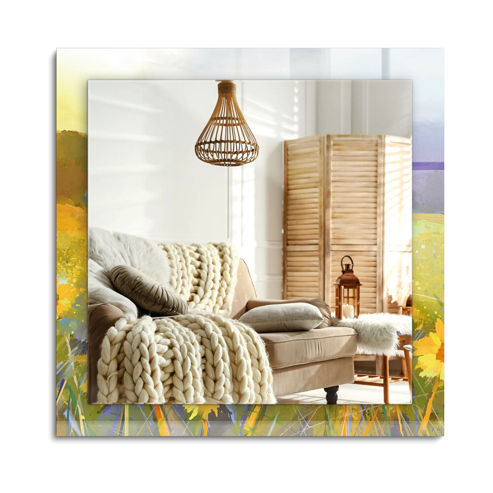 Téglalap tükör fali dísz Napraforgó mező