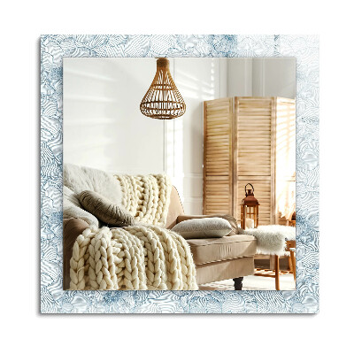 Téglalap dísztükör Virágok kék mintával