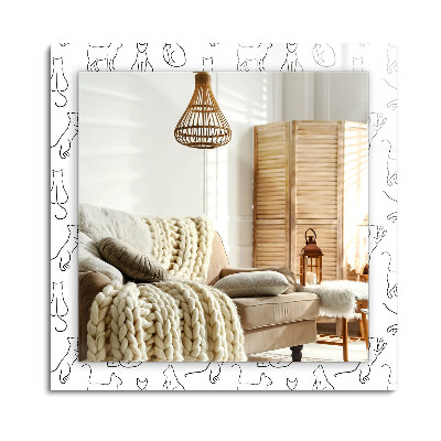 Téglalap díszes tükör Macskák körvonalai