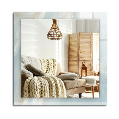 Téglalap tükör díszítéssel Kék ónix márvány