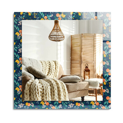 Téglalap tükör fali dísz Virágok és gyümölcsök