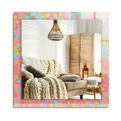 Téglalap tükör fali dísz Színes Floral Groove