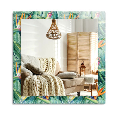 Téglalap díszes tükör Kolibri és virágok