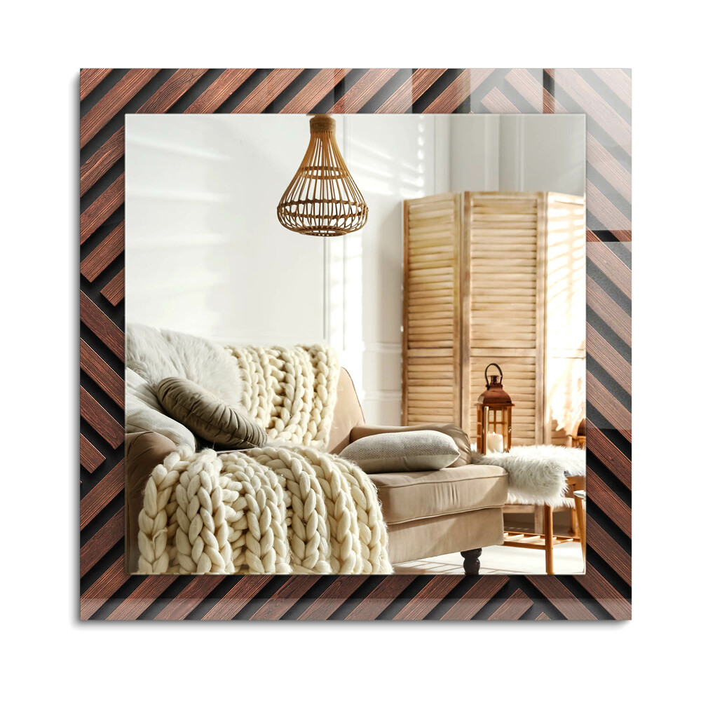 Téglalap díszes tükör Fa átlós lécek