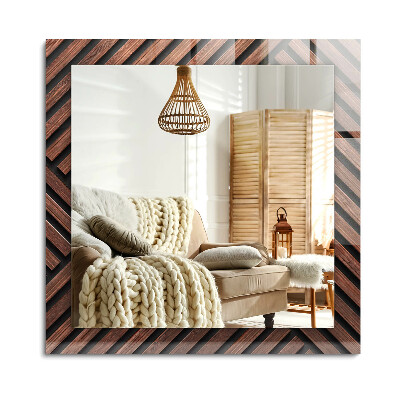 Téglalap díszes tükör Fa átlós lécek