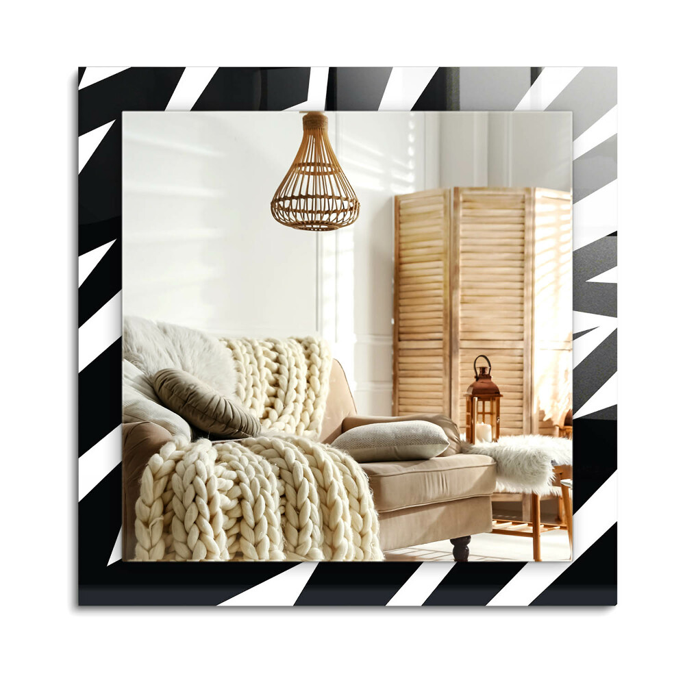 Téglalap díszes tükör Fekete-fehér geometria