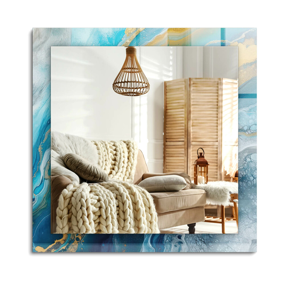 Téglalap tükör díszítéssel Absztrakt márványgyanta