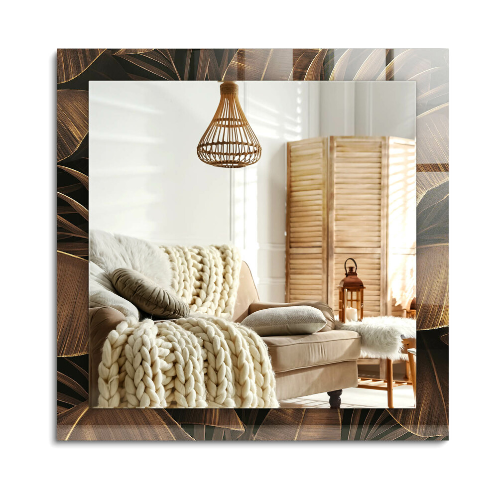 Téglalap tükör díszítéssel trópusi levelek