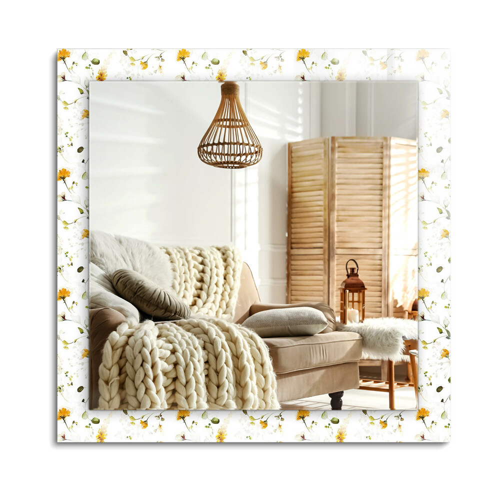 Téglalap tükör díszítéssel Virágok levelei minta