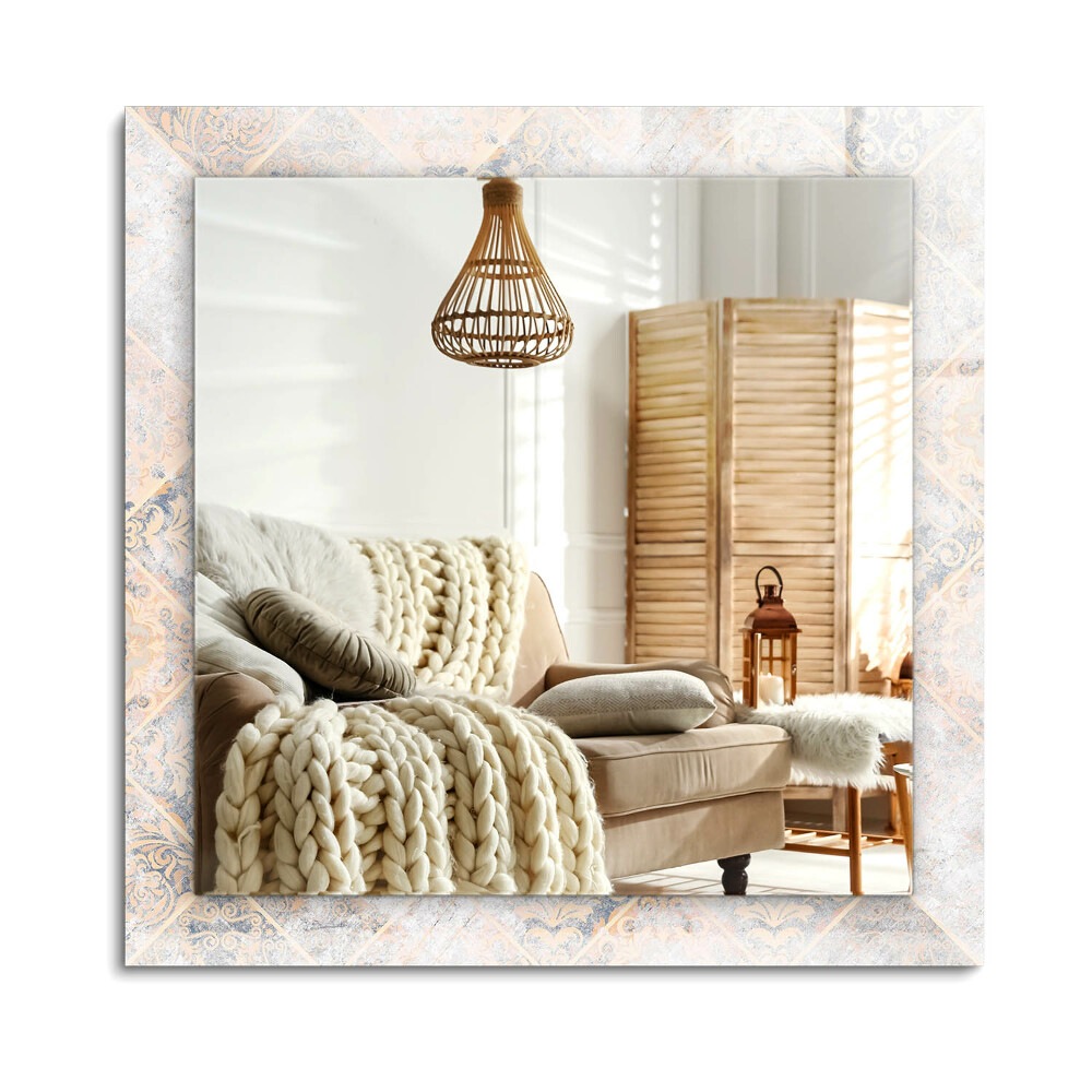 Téglalap tükör fali dísz Csempe mintákkal