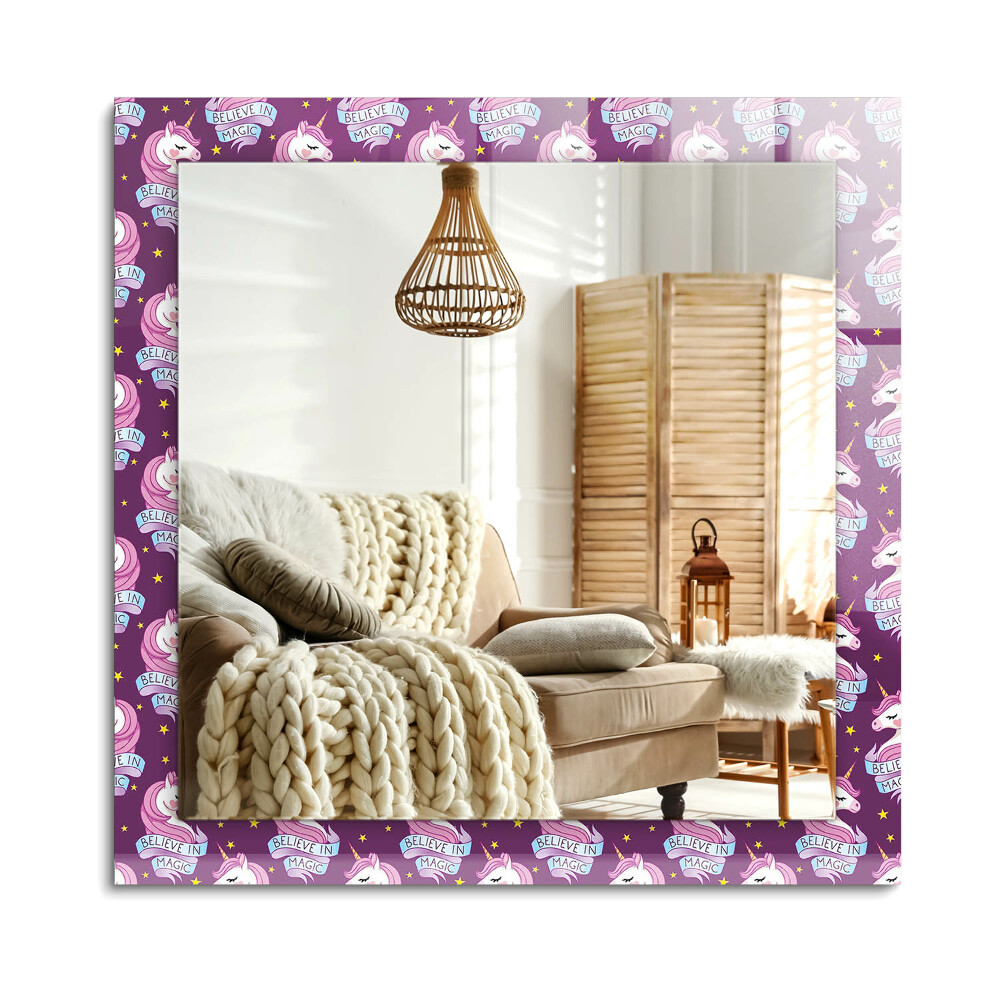 Téglalap díszes tükör Unikornis csillagok betűkkel