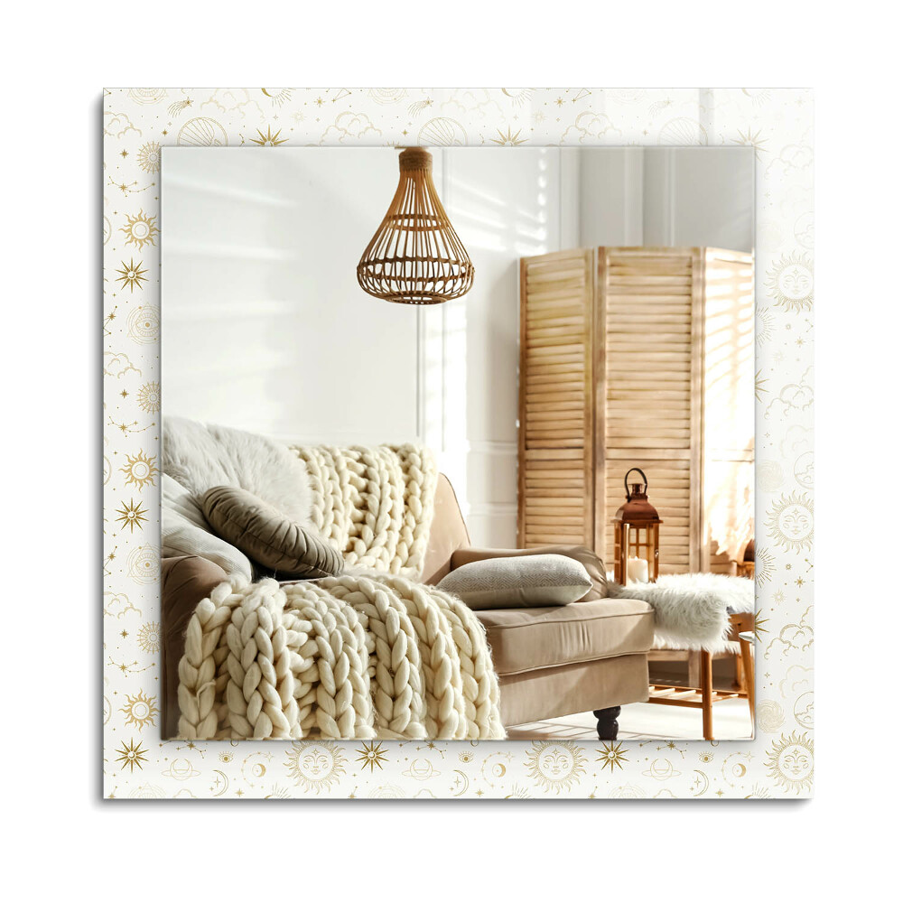 Téglalap díszes tükör Nap hold csillagok