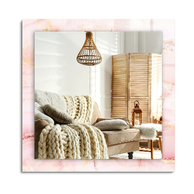 Téglalap tükör fali dísz Rózsaszín márvány mintás