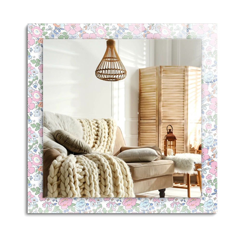 Téglalap tükör fali dísz Virágos szövetmintás