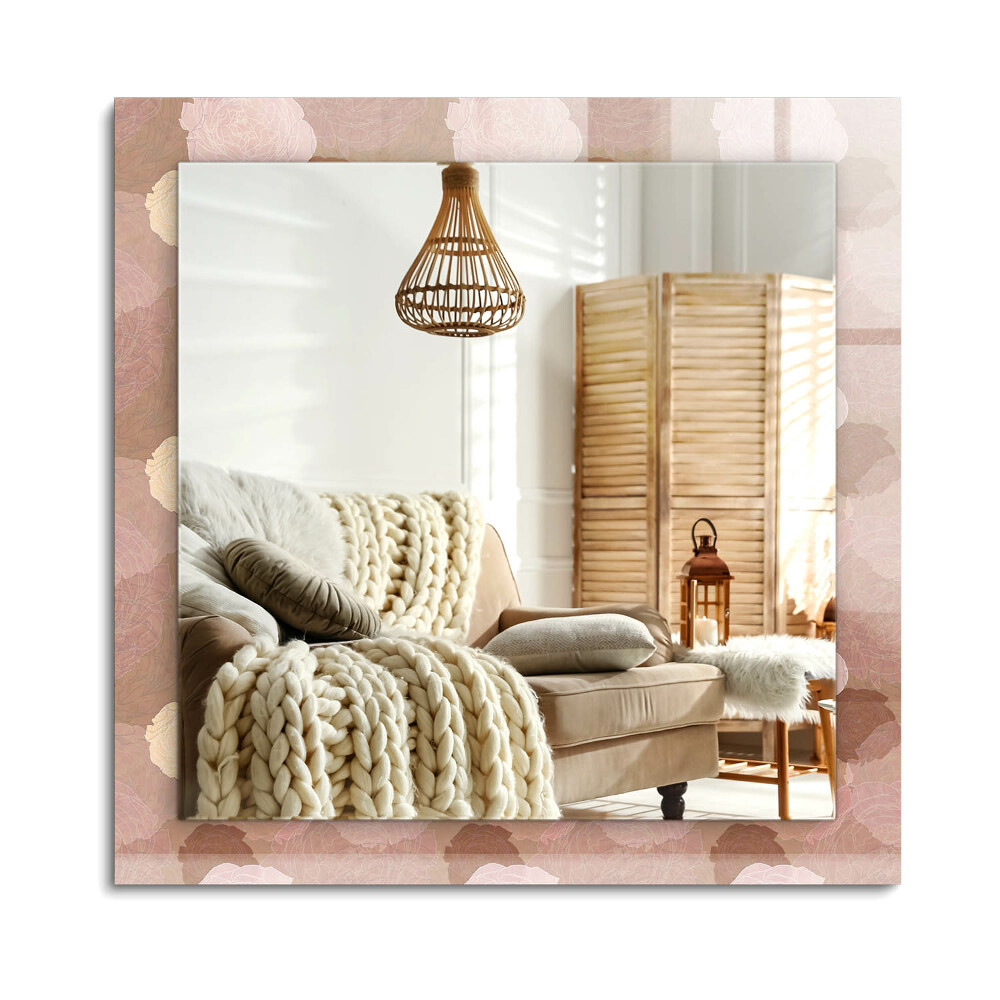 Téglalap tükör díszítéssel Bazsarózsa virágok