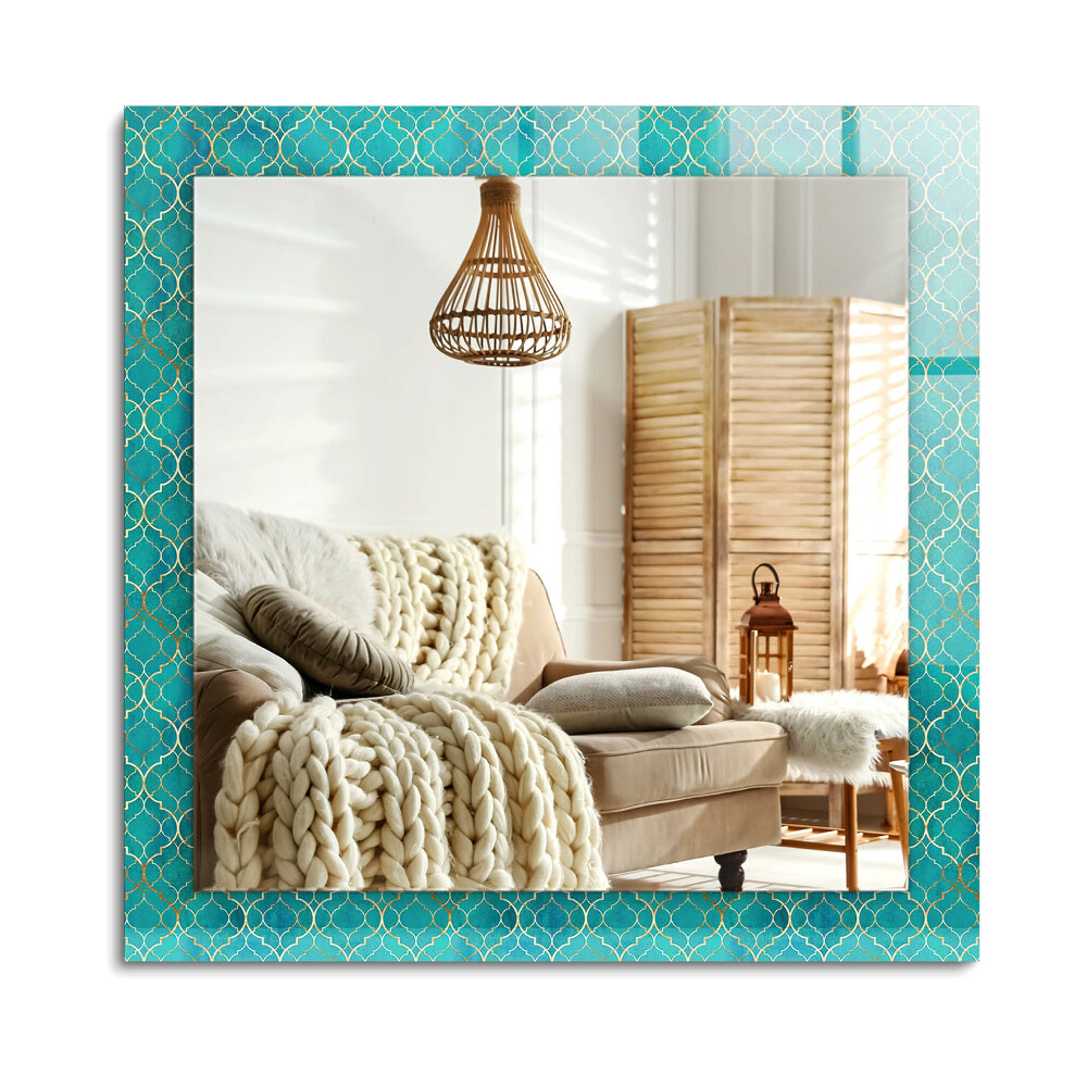 Téglalap dísztükör Zöld geometriai minta