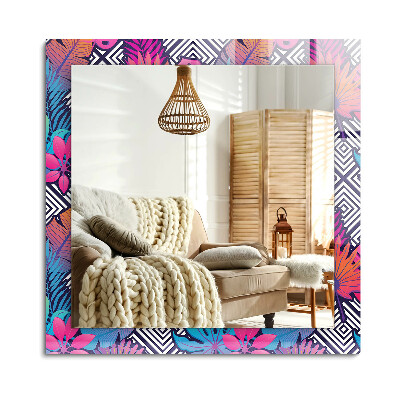 Téglalap tükör fali dísz Színes trópusi levelek