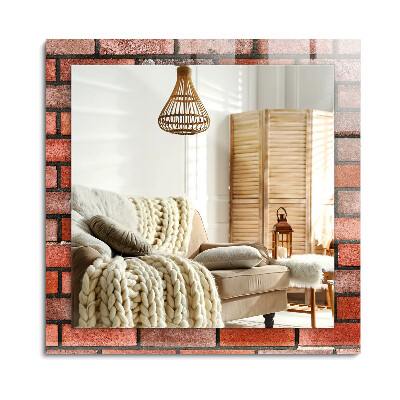 Téglalap tükör díszítéssel Vörös téglafal