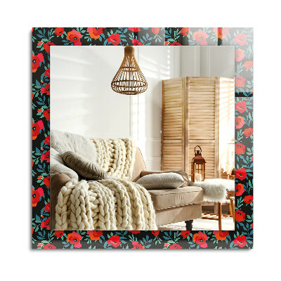 Téglalap tükör díszítéssel Pipacsok Virágok