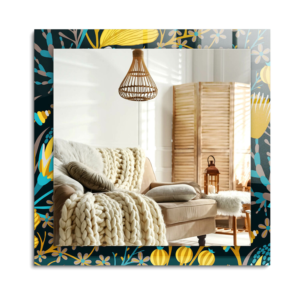 Téglalap dísztükör Virágok levelei minták