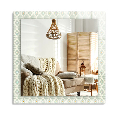 Téglalap dísztükör Zöld geometriai minta